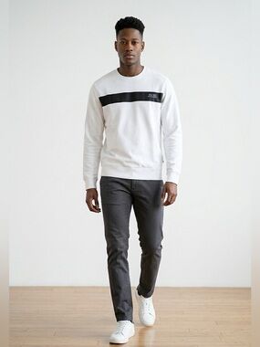 Replay Men’s White Crew Sweatshirt Size Large